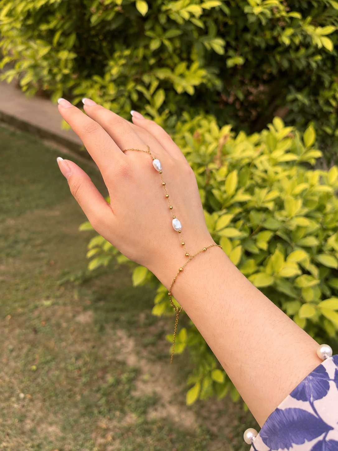 Pearl Grace Hand Chain - Stainless Steel
