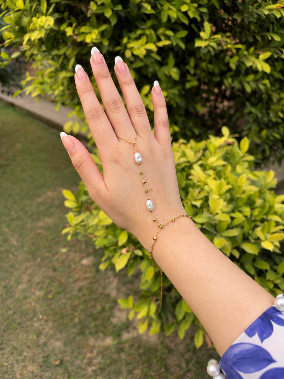 Pearl Grace Hand Chain - Stainless Steel