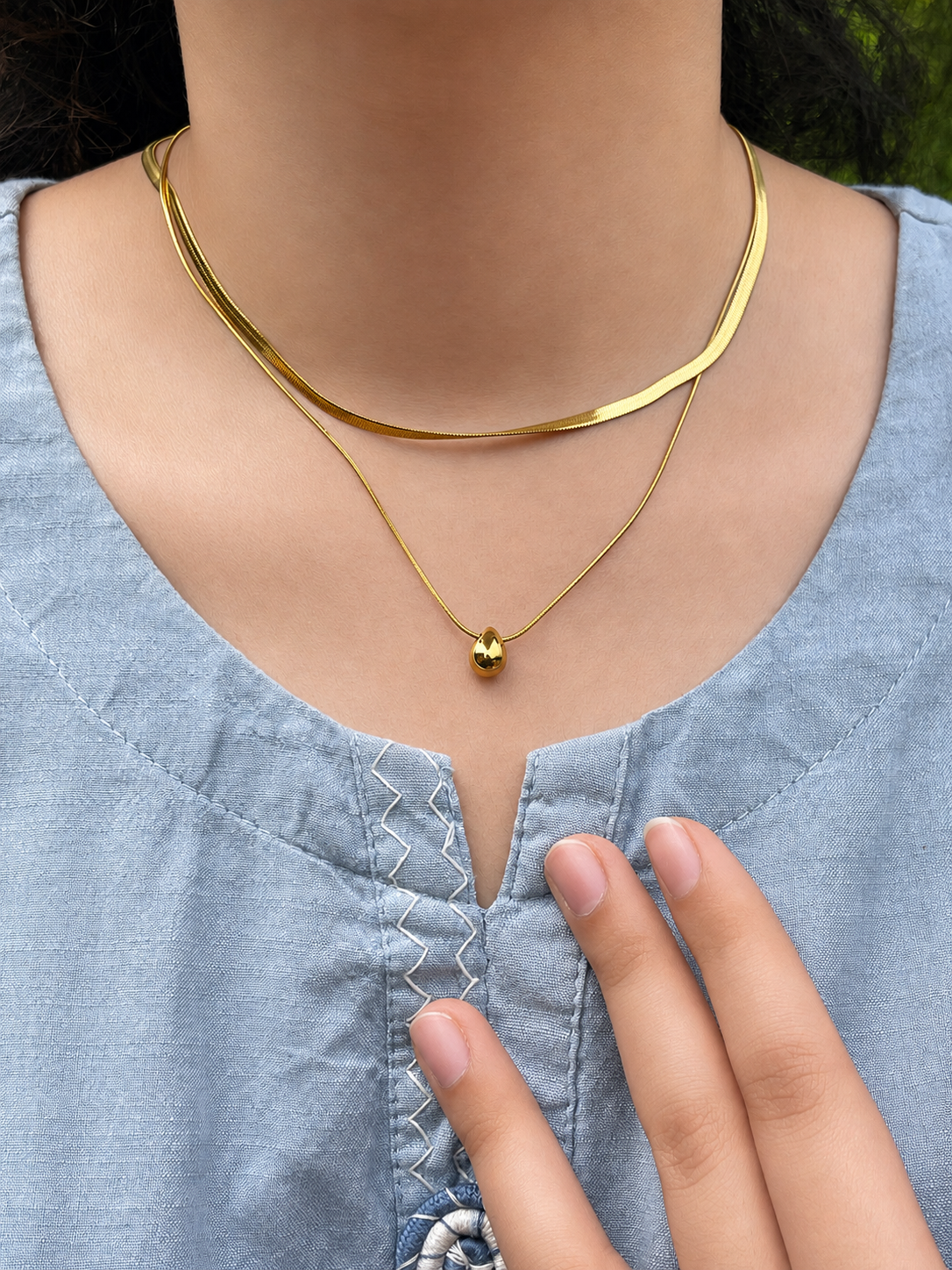 Golden Layered Ball Pendant - Stainless Steel