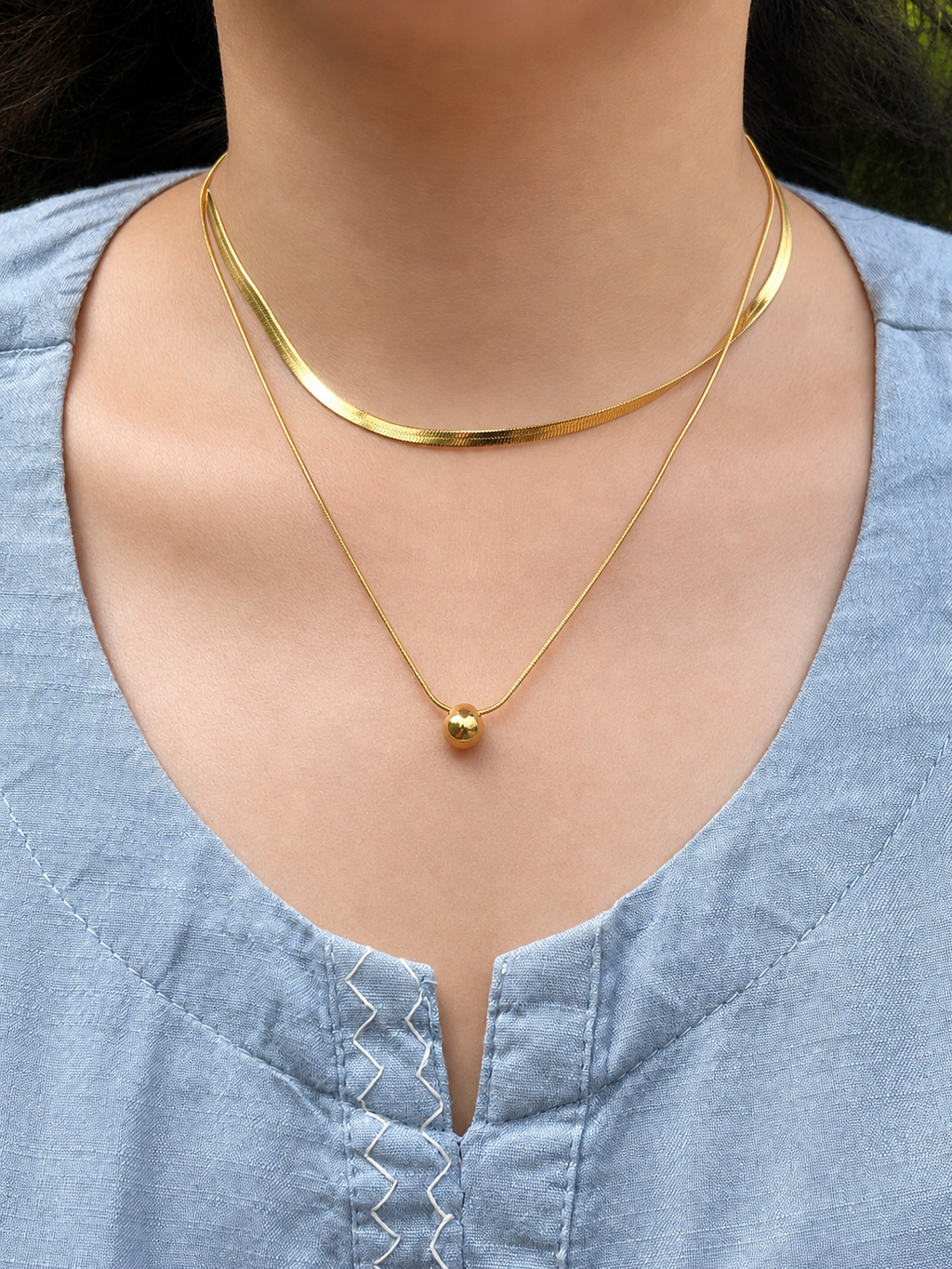 Golden Layered Ball Pendant - Stainless Steel